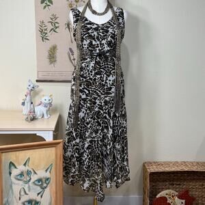 Vintage 90s Y2k Beaded Print Midi Dress Fairy Whimsy Whimsigoth Romantic L 12